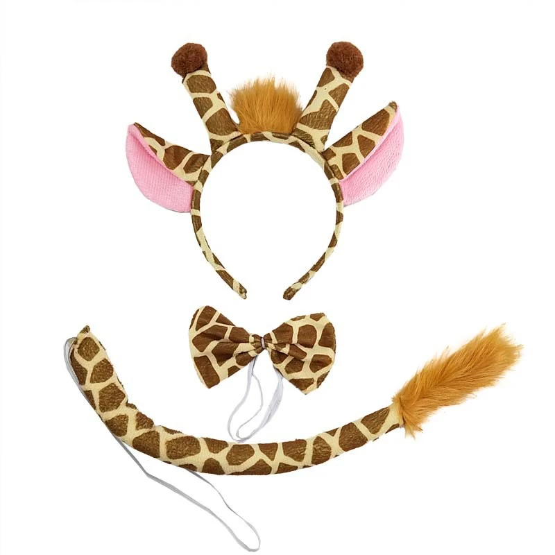 Giraffe kostuumaccessoires boerderijdier aankleden hoofdband rok tutu staart cosplay rekwisieten