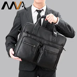 MVA – mallette en cuir véritable pour hommes, mallette pour ordinateur portable de 15.6 pouces, nouvelle collection d'affaires 7412