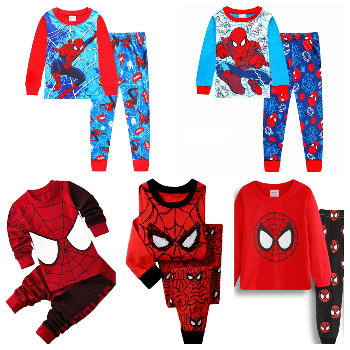 High Quality kid\'s Pajamas Set Avengers Spider Peter Parker cos Boy Cartoon Longsleeved Pajama and pajama suit for kids gift