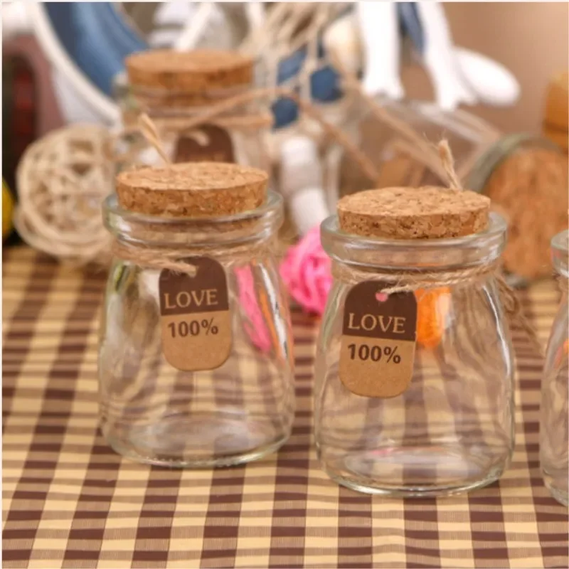 100ML Small Lucky Star Glass Bottle Cork Pudding Gift Wish Yogurt Milk Party Supplies Bottles Candle Jar Glass Jars and Lids