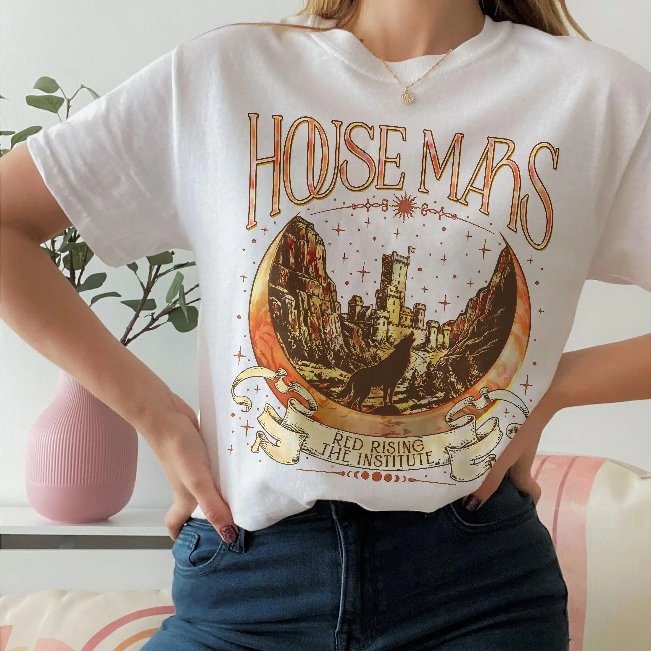 House Mars Red Rising Book Shirt, Red Rising Fan Merch T-shirt, The Institute, The Reaper of Mars Sci Fi Book Tee