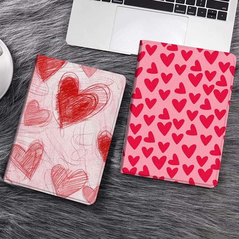 

Cartoon Red Heart Pattern Tablet Case For Samsung Tab Galaxy S6 S11 A A7 A8 A9 A11 10.1 10.4 10.5 Plus Lite Gift