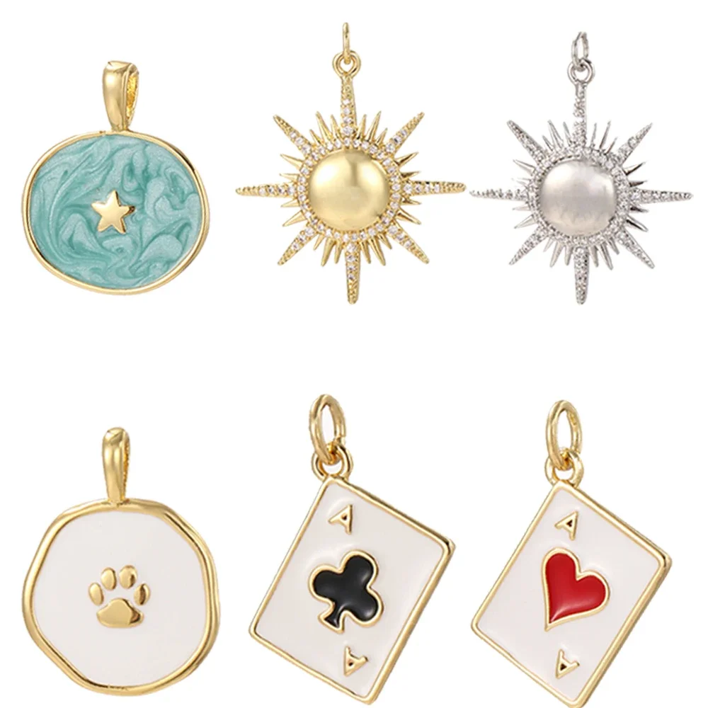 Sun Star Charms do tworzenia biżuterii Złoty kolor Poker Wisiorek Diy Bransoletka Naszyjnik Kolczyki Breloczek Akcesoria Żywiczne Charms