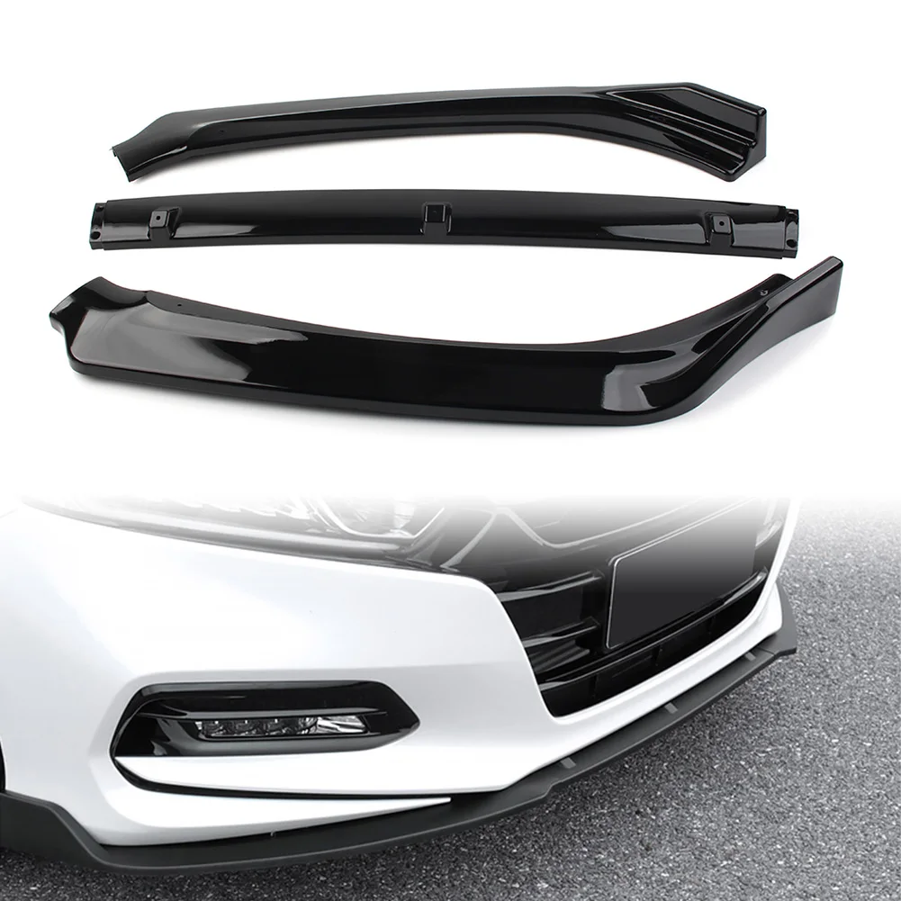 3 Stuks Glanzend Zwarte Auto Voorbumper Lip Spoiler Versieringen Cover Exterieur Accessoires Voor 2018 2019 2020 Honda Accord 10th