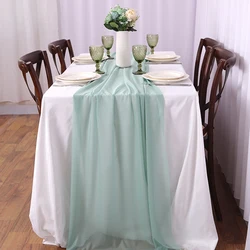 Chiffon Table Runner Vertical Tablecloth for Table Decorations Shiny Fabric Merry Christmas Decorations 2024 Wedding Decoration