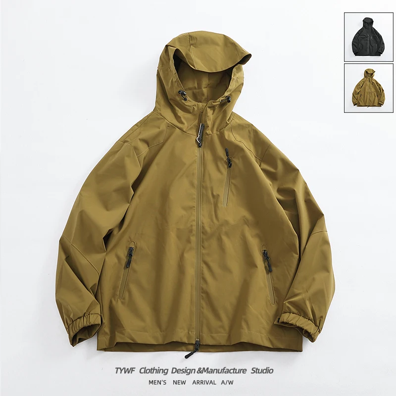 

Мужская куртка для улицы, водонепроницаемая, ветрозащитная, с капюшоном, повседневная, свободная посадка, моющийся, полиэстер, нейлон, Cosite Fiber