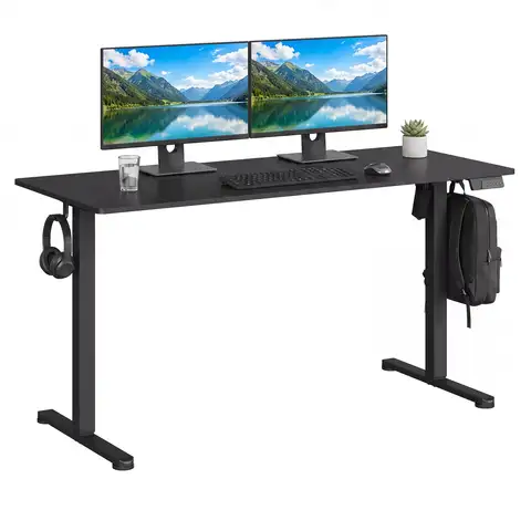 Electric Standing Desk with 3 Memory Presets - Height Adjustable Seat-Stand Computer Desk for Home Office - Anti-Collision & One-Touch Control, Sturdy Steel Frame