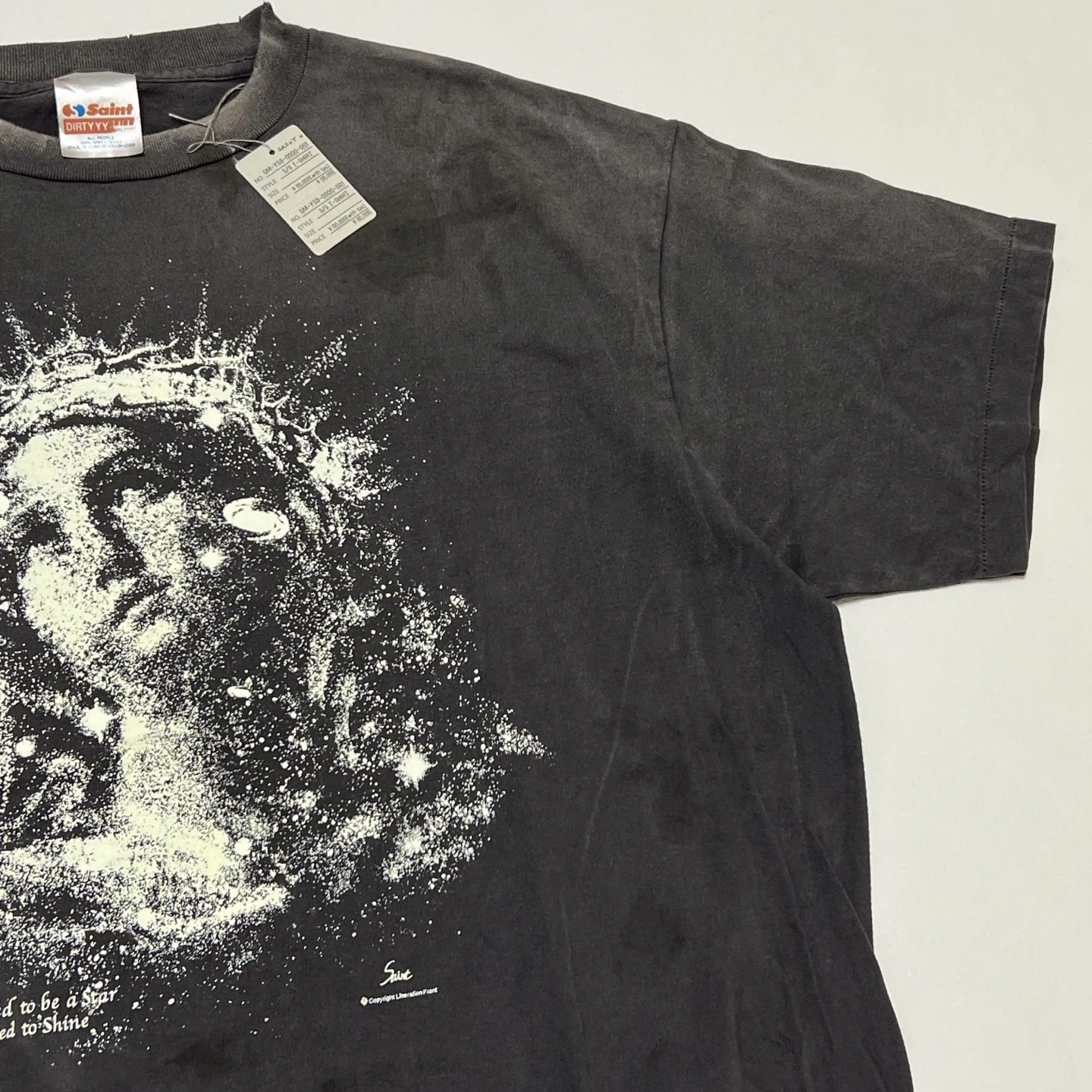 

Футболка SAINT Vintage Washed Luminous Holy Mother для мужчин и женщин, из плотной ткани, с эффектом потертости