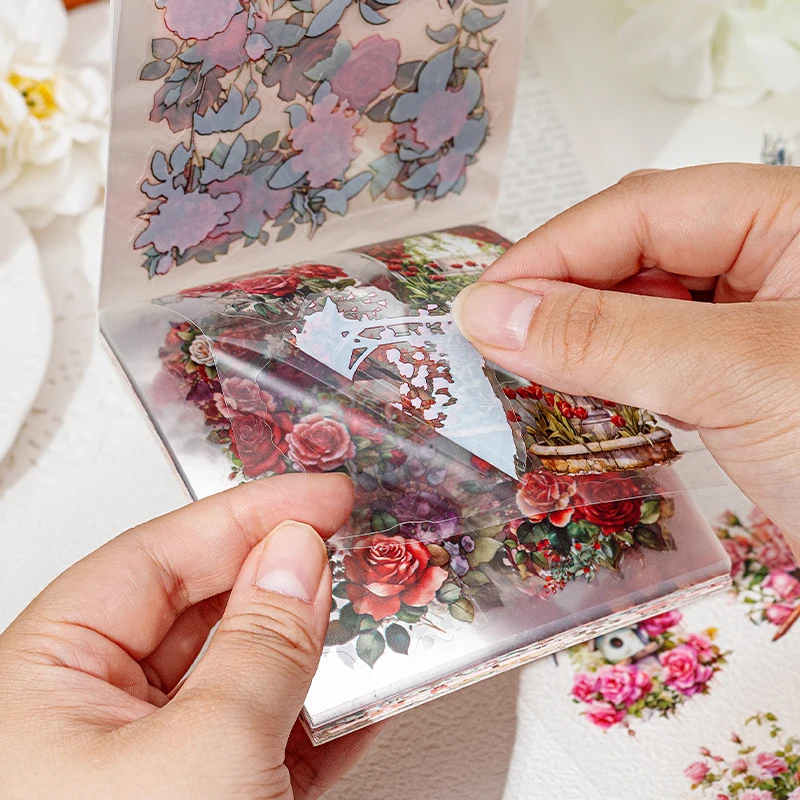 

50 Sheets PET Die cut Stickers book Plants Flowers Decorative handmade Craft Material Diary Album Scrapbooking Supplies