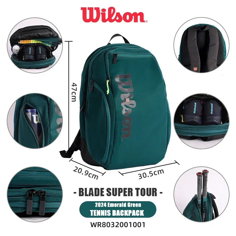 Wilson-Mochila de Tênis Profissional, Super Tour, V9, Raquetes Team Court, Esportes, Bolsa de Raquete, WR8032001001, 2024