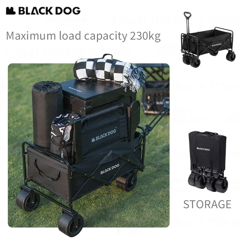 

Naturehike BLACKDOG Camping Trolley Large Capacity 600D Oxford Cloth Carbon Steel High Load-bearing Outdoor Handcart with Brake