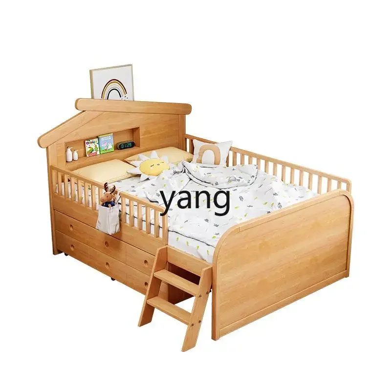 

LTT solid wood boys and girls half height 1.2M1.5M single modern simple guardrail soft bag bed
