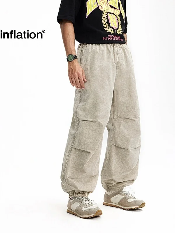 

Iation Snowflake Waed Running Pants Spring Summer New Trendy Brand Aso Special Dyeing Workwear Cuffed Trousers