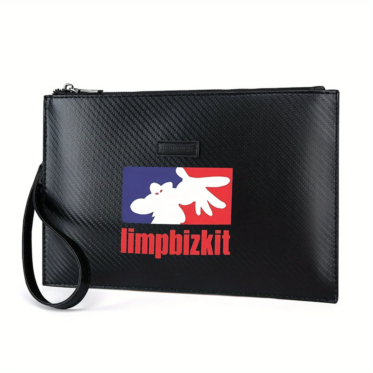 

Белая форма руки и головы красного и синего цвета. Элегантная мужская сумка из искусственной кожи с принтом. Модная и практичная для повседневной носки.