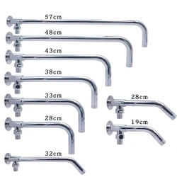 19-52cm Shower Head Extension Arm Wall Mounted Stainless Steel Rainfall Extend Pipe Tube Shower Holder Base Bathroom Accessories