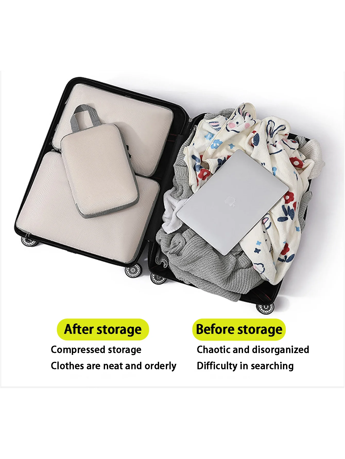 Travel Compression Packing Cubes With Shoe Bag Portable Folding Organizer Luggage Compressible Pouch Travel Storage Clothes Shoe