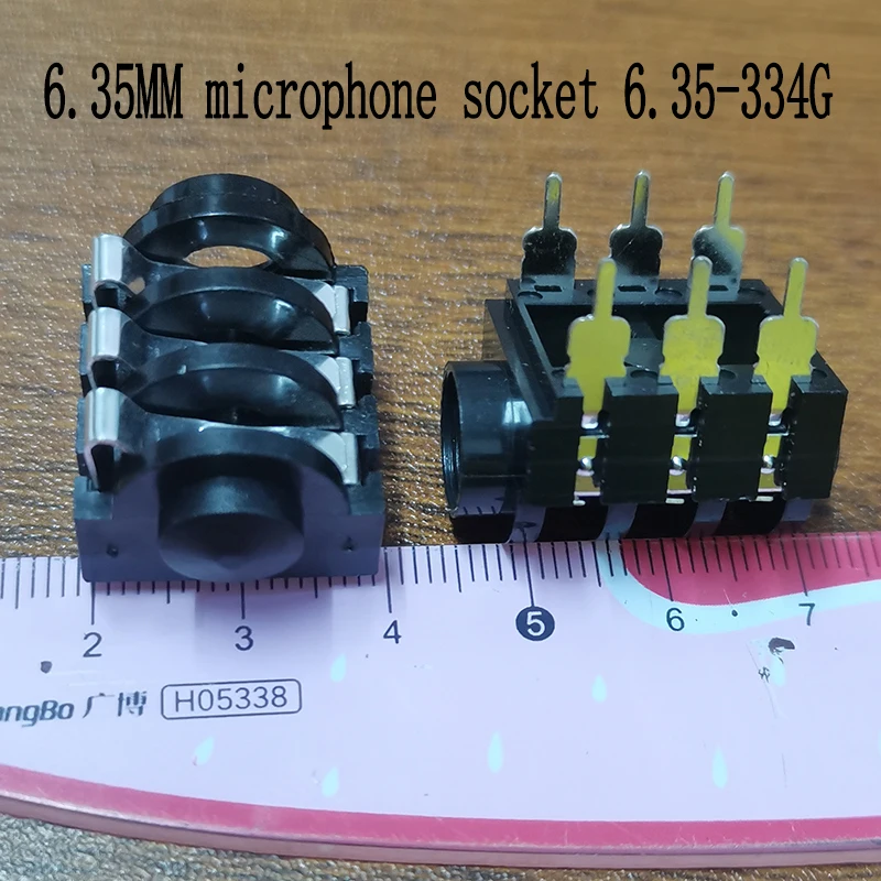 1pcs 6.35MM Microphone Socket 6.35-334G 6-pin Direct Insertion Audio Headphone Socket Microphone Stand Audio Amplifier Stand
