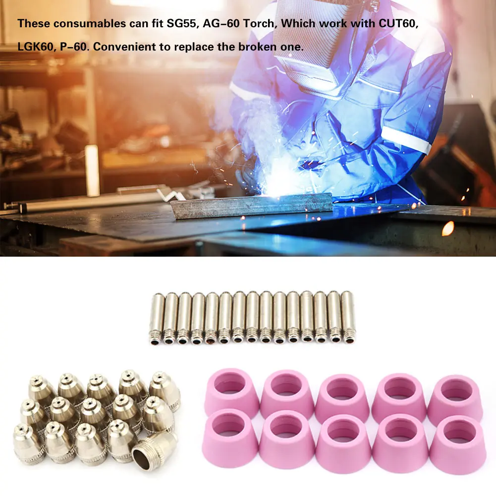 Electrode Nozzles /set AG60 SG55 Plasma Cutter Cutting Torch Consumables Electrode Nozzles Cups Kit Nozzle Electrode Kit