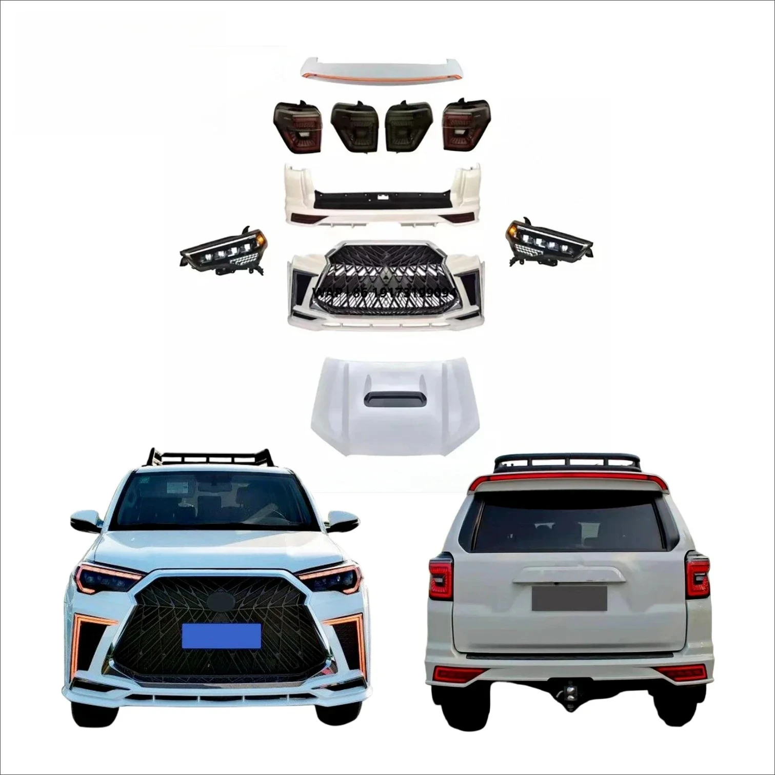 4 Runner Bodykit 2010-2021 New Condition for Style Upgrade Bumper Grille 4 Eyes Headlights Hood Spoiler in Stock