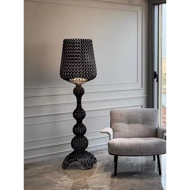 Acrylic Hollow Floor Lamp Wine Glass Shape Decorative Light for Sofa Side Bedroom Black White Green Standing view 4