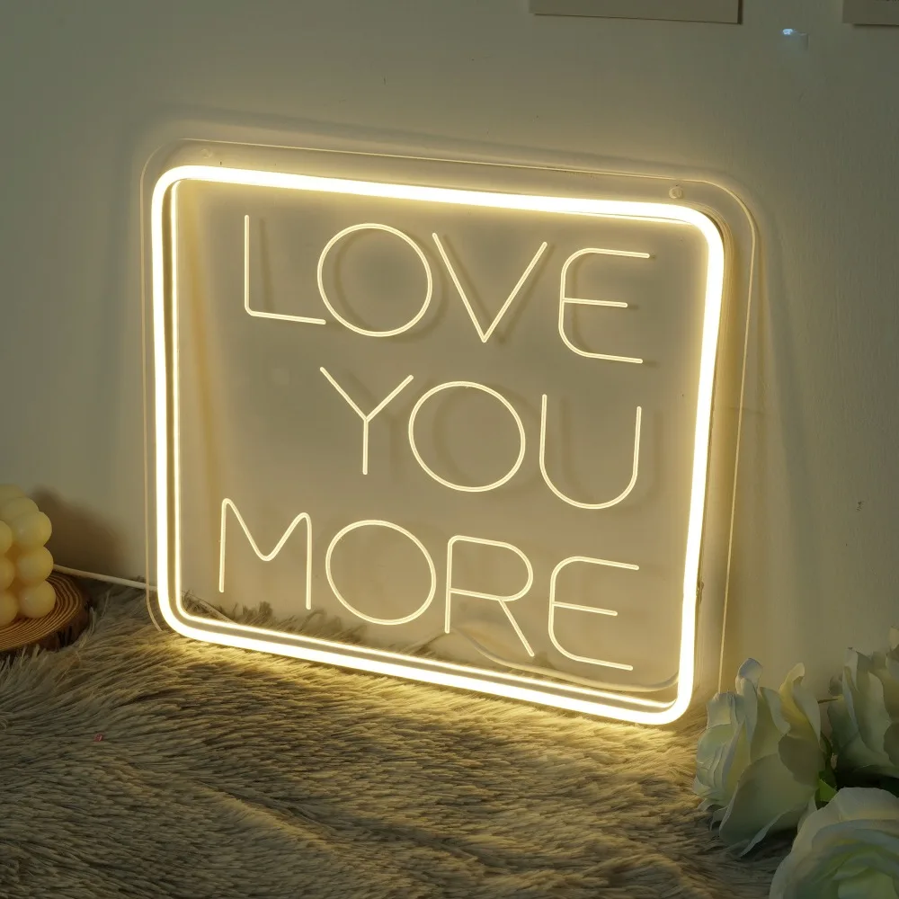 Te amo mais Neon Sign Sculpt, Custom Made Mood Light para festa de casamento, Neon Wall LED Luminous Decoration, Acessório