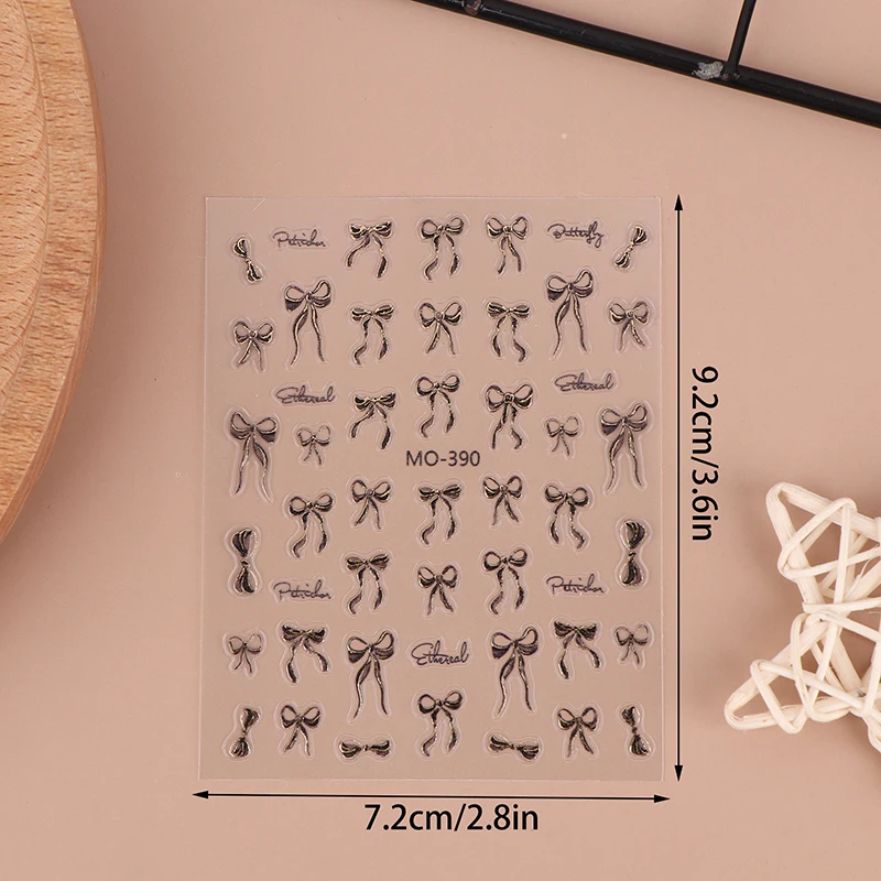 مذهب Bowknot مسمار الفن ملصق الإغاثة الشريط القوس تصاميم المتزلجون ذاتية اللصق الشارات ل مانيكير ملحق مسمار الديكور