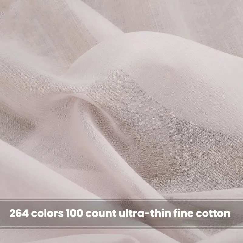 100% Ultra-Thin High Count Combed Pure Cotton Fabric Linked Thin Summer Clothing Lining Material for Lightweight Garments