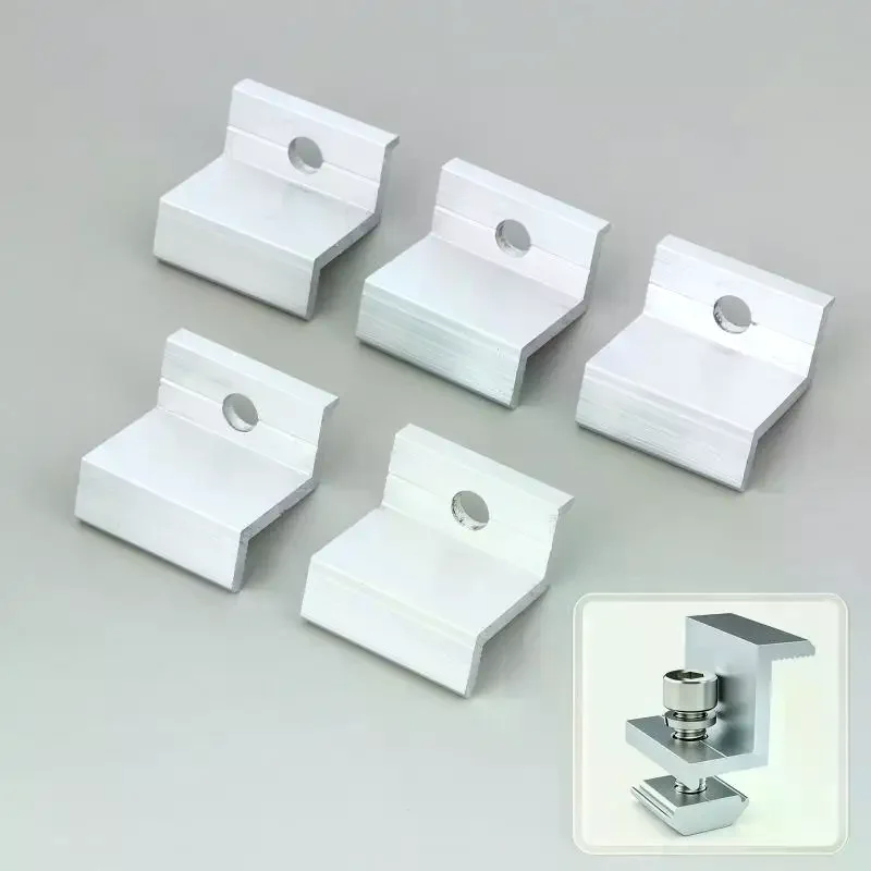 5/10Pcs For Aluminum Alloy Solar Panel End Clamps For PV Module Racking Mount System Accessories Photovoltaic Mounting