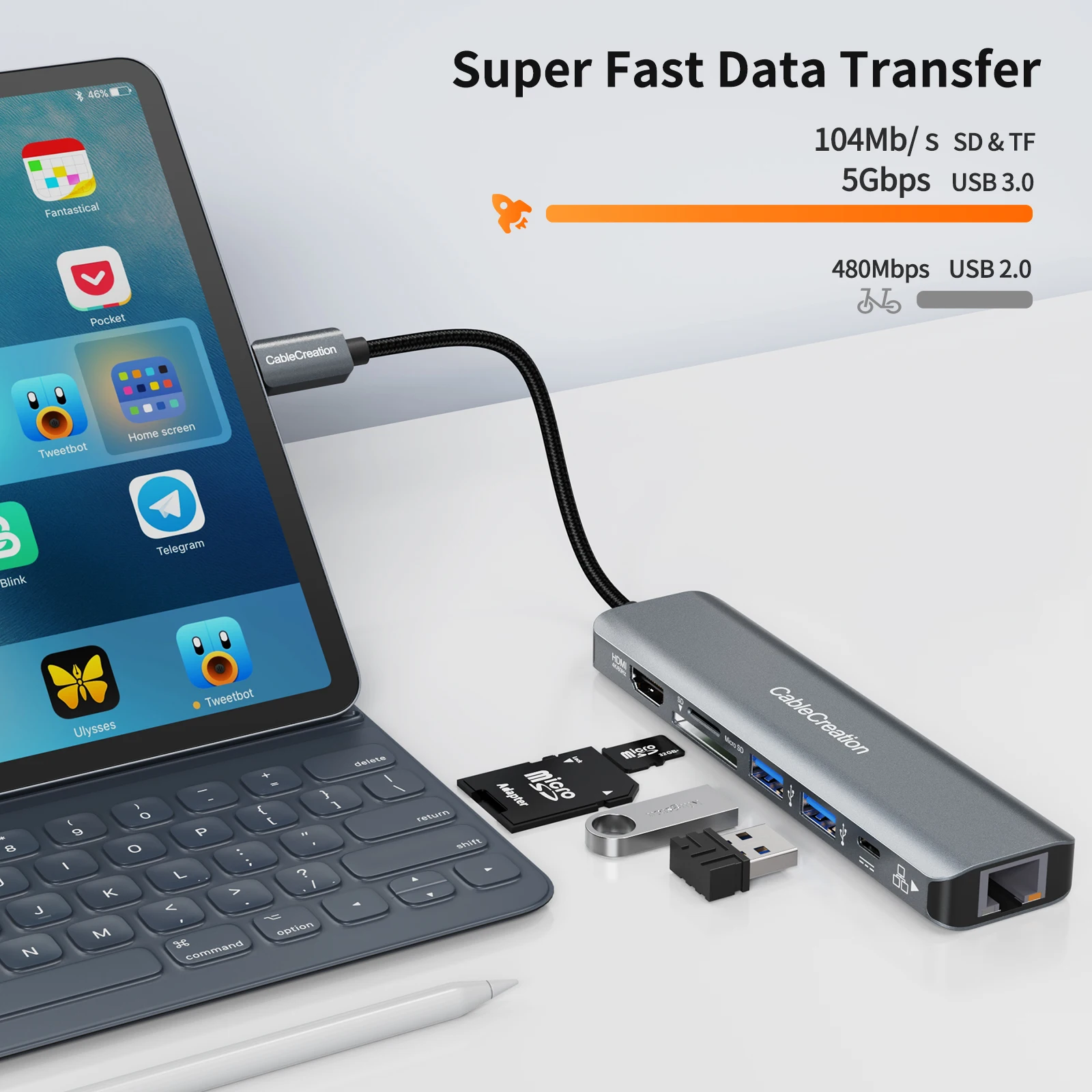 كابل USB نوع C Hub HDMI 4K60Hz 7 في 1 USB C محول RJ45 PD100W SD نوع C دونغل لماك بوك اير برو M1 باد برو الكمبيوتر