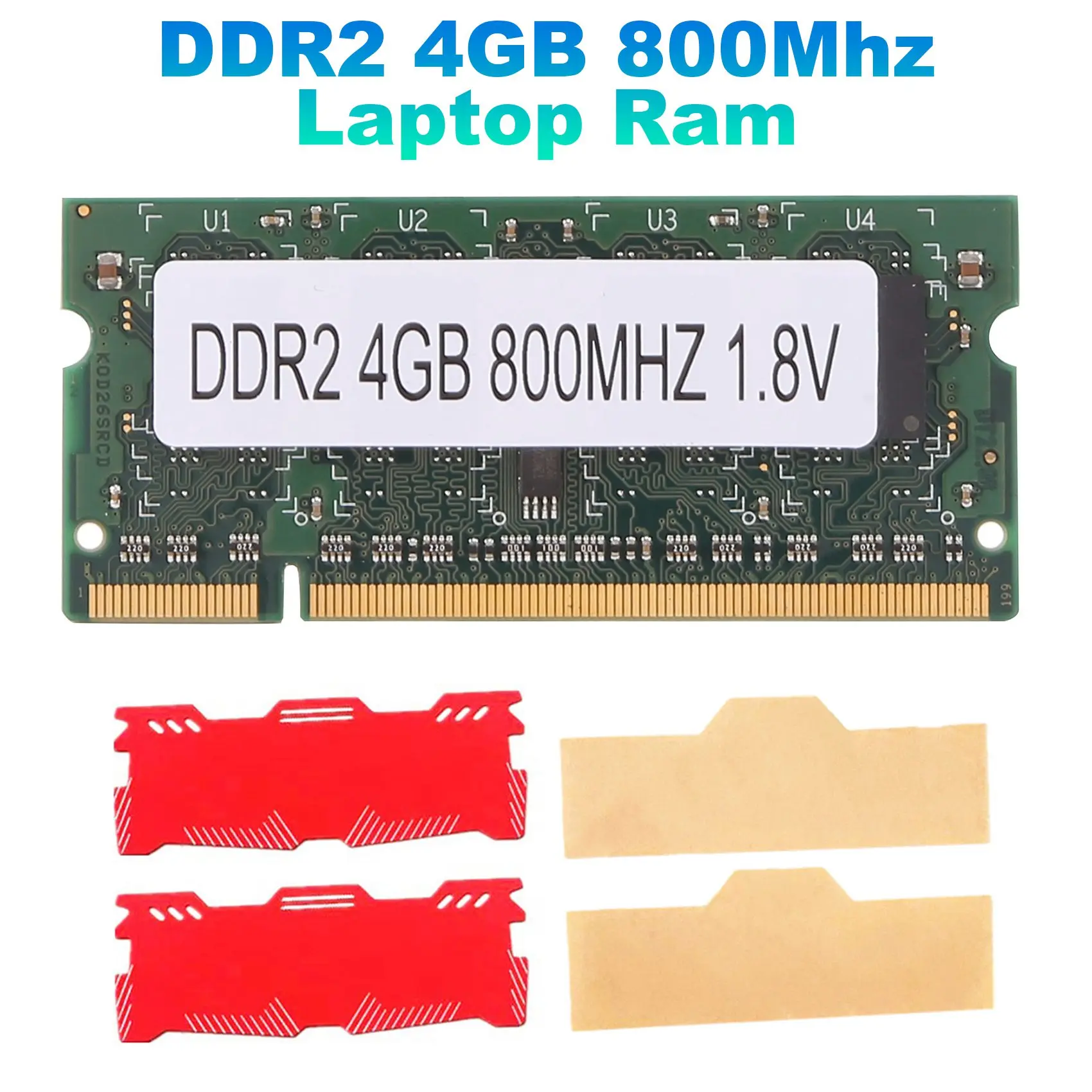 4GB DDR2 Laptop Ram+Cooling Vest 800Mhz PC2 6400 SODIMM 2RX8 200 Pins for Intel AMD Laptop Memory Ram