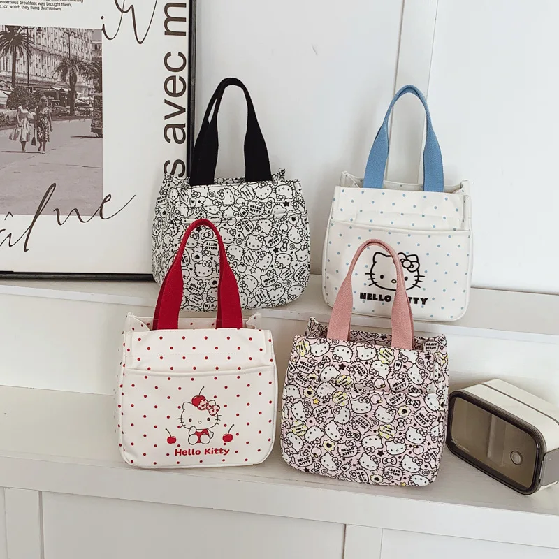 

Sanrio Thick Cute Insulated Bento Bag Student Creative Cartoon Hello Kitty Large Capacity Storage Portable Handbag