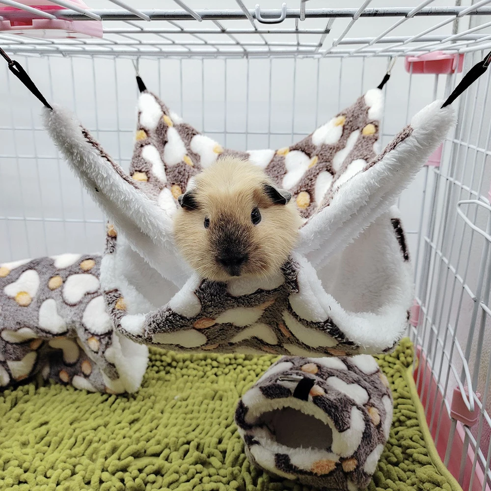 Hamaca cálida de doble capa para mascotas pequeñas, saco de dormir suspendido para ardilla, suministros para mascotas, hamaca para hámster, 1 ud.