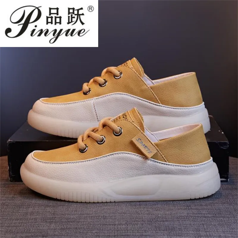 

Женские весенние кроссовки из натуральной коровьей кожи, новые женские кроссовки на толстой подошве, повседневная трендовая обувь из натуральной кожи для девочек, студенческие лоферы 34-42