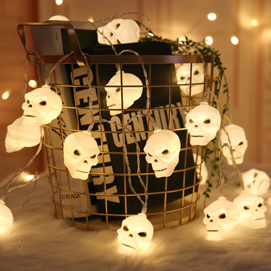Halloween LED Skull Headlight String Ghost Festival Easter Party Atmosphere Decorative Light