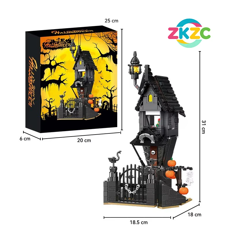 MOC Halloween Haunted Tree House Nightmare Castle Building Blocks Creative DIY Halloween Decoration Xmas Birthday Gifts