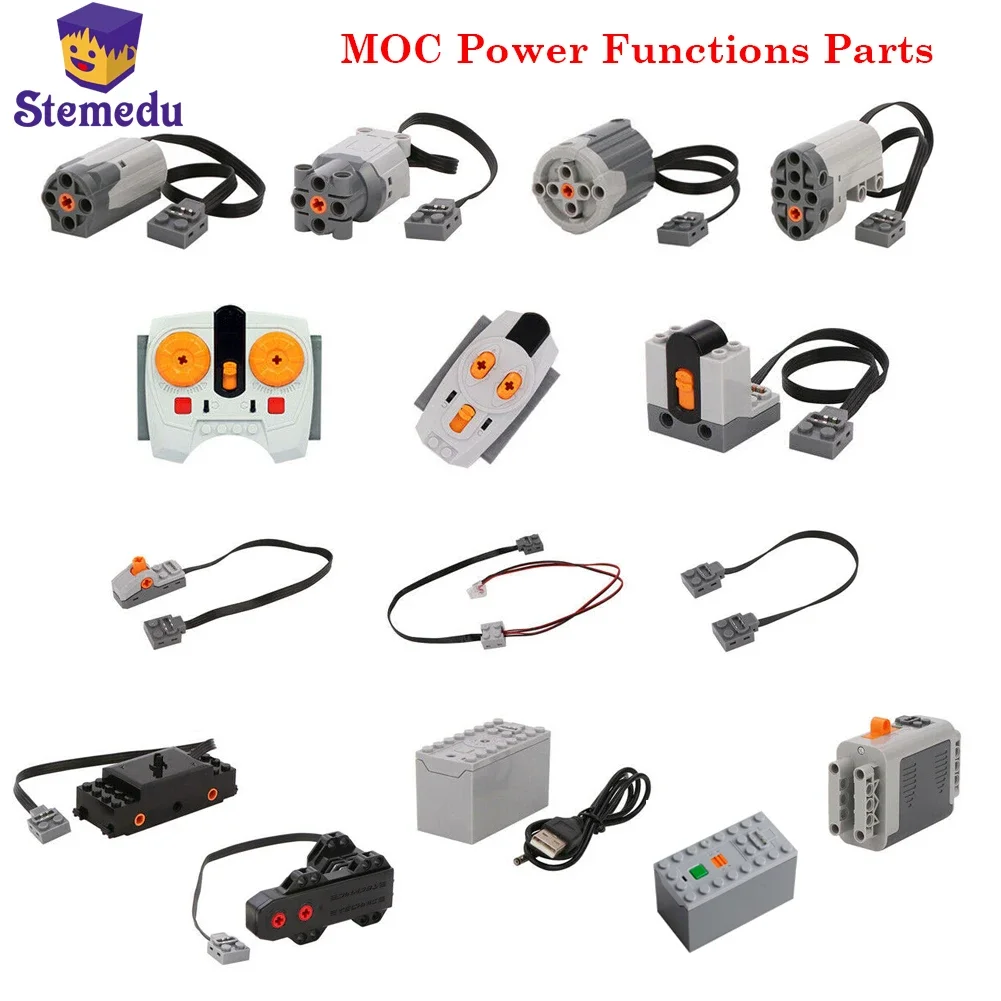 Technical MOC Power Functions Parts Servo Train Buggy M Motor 8883 Modified IR Remote Power Group Sets Lithium Battery Box 9686