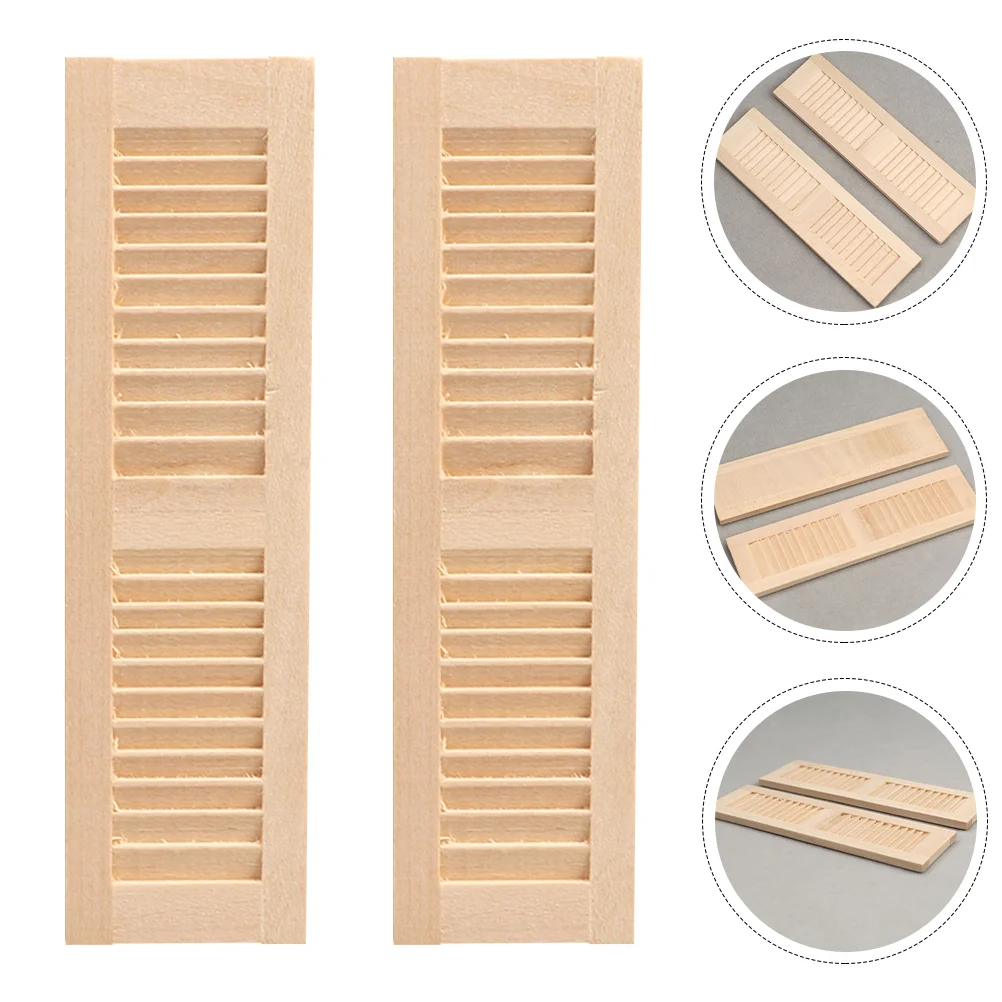 

2 Pcs DIY Shutters Miniature Models Wooden Blind Blinds House Decors Pretend Play Toys Furniture Decorative