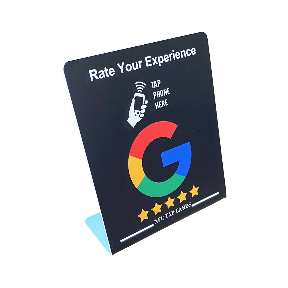 

Google Review NFC Pedestal Stand NFC Mobile phone Tap Review plaque URL Writing Social Media Business Review Cards