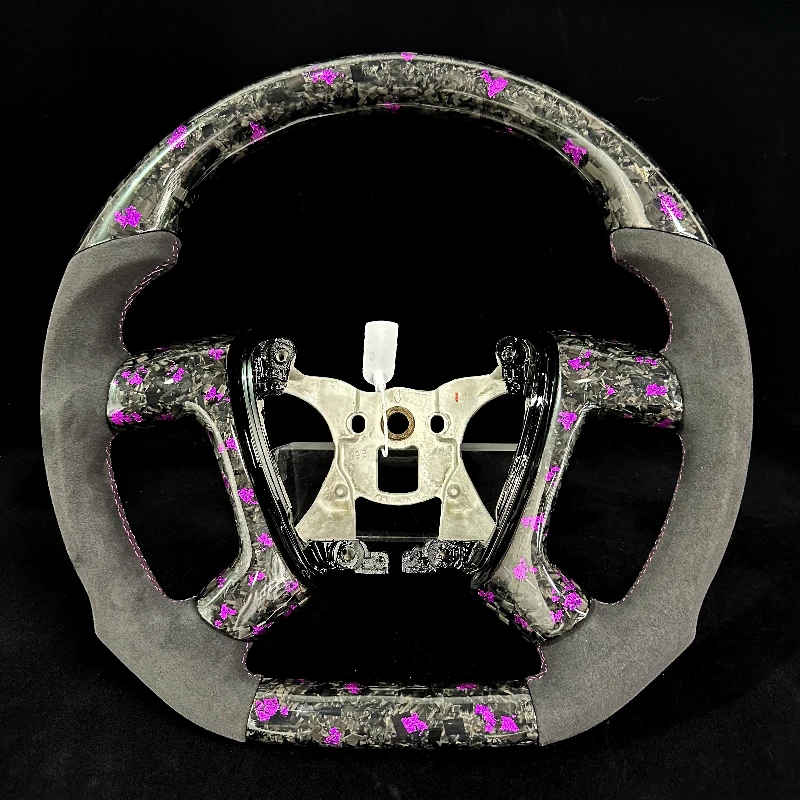 Customized suede grip purple forged carbon fiber steering wheel for Chevrolet Silverado