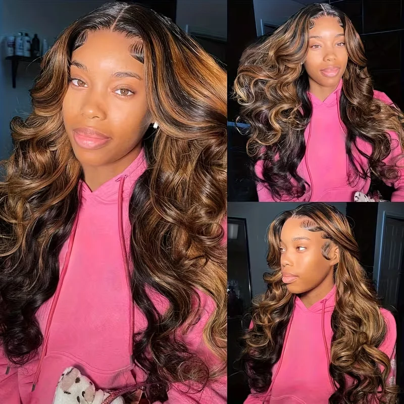 1B30 Highlight Body Wave Human Hair Wigs 13x6 13x4 Hd Lace Front Wig Brazilian Loose Body Wave 4x4 5x5 Pre Cut Lace Glueless Wigs image 4