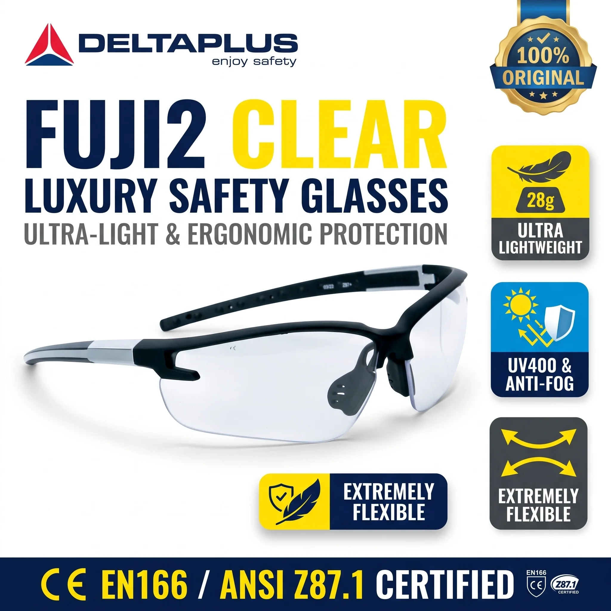 DELTAPLUS Safety Glasses Clear Work Goggles Protective Eyewear Z87 Eye Protection Industrial Lentes De Seguridad Para El Trabajo