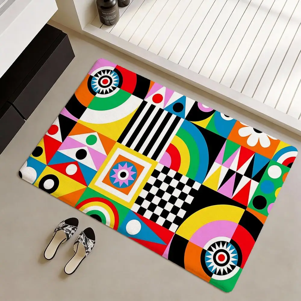 Bold Dopamine collage Floor Mat Soft Flannel Non-Slip Door Mat - Thickened Rug for Living Room Home Decor