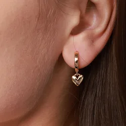 Vintage Love Heart Dangle Earrings For Women Gold Color Stainless Steel Earrings Wedding Feamle Jewelry Party Gifts Bijoux Femme