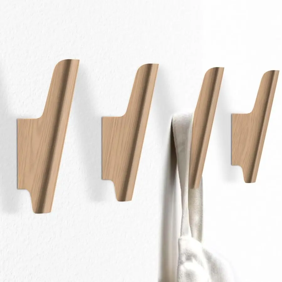 

Wall Hooks 4 Pack Coat Hooks Wall Mount Natural Wooden Hooks for Hanging Hat, Bag, Backpack, Rustic Coat Hooks for Wall, Wood To