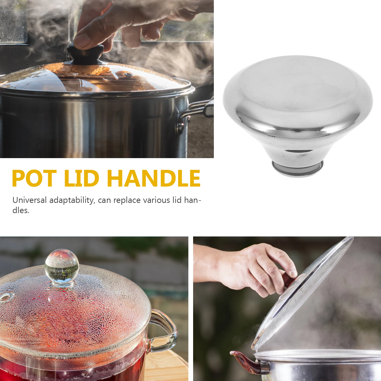 

Sturdy Pot Lid Knob Handle Cover Top Hat Replacement Insulated Heat Resistant Anti-Scald Easy Install for Cookware Woks Steaming