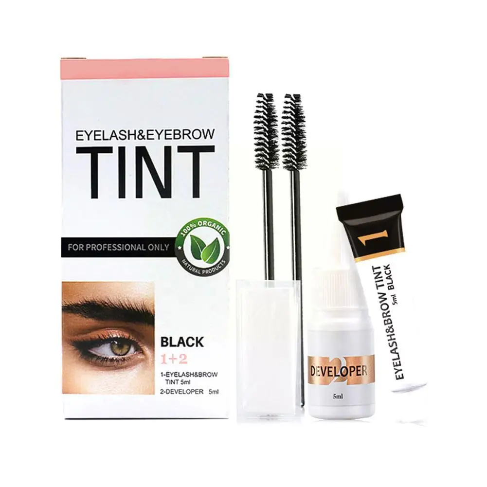 Professional Eyelash Eyebrow Dye Tint Waterproof 15-minute Tint Coffee Brown Tint Dye Eyelash Color Kit Gel Fast Black Easy X0k3