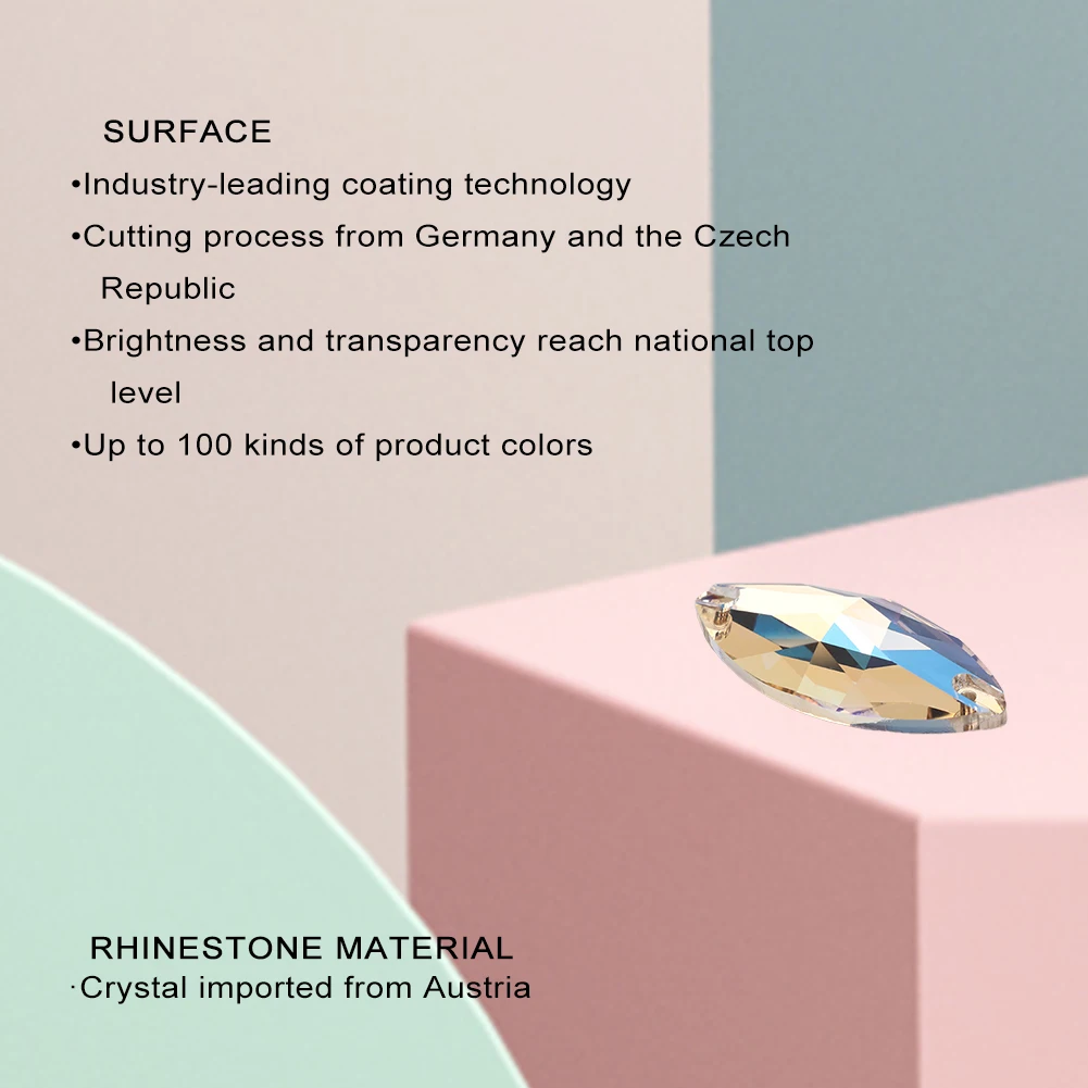YHB Nevette Moonlight Rose Light Siam Glass Crystal AB Sewing Stones Flatback Sew on Rhinestones For Garment Clothes Bags