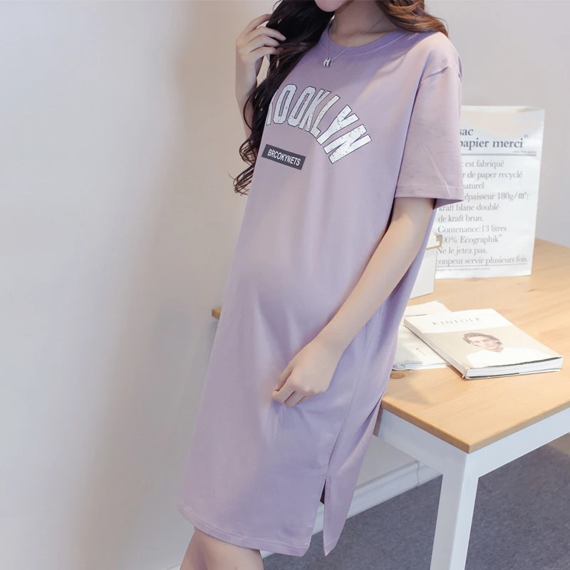 New Arrival Maternity Dress Spring Summer Trendy Pregnancy Dress Solid Short-Sleeve Nursing Dress For Pregnant Women