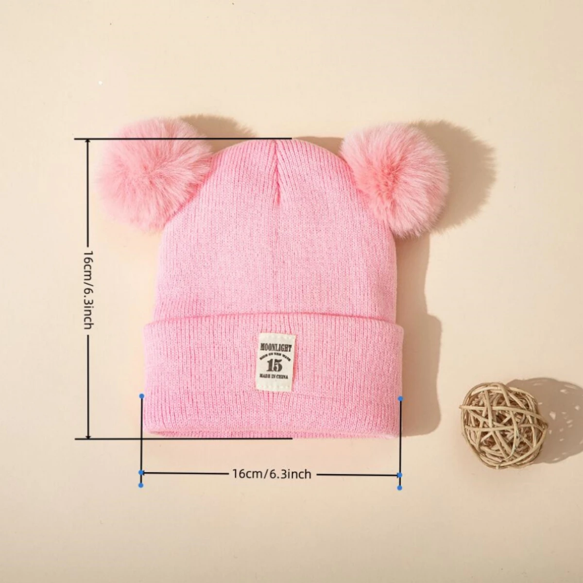 1pcs Baby Double Ball Knitted Hat For Winter Warm Soft Newborn Hat Baby Infant Bonnet Baby Cap for Girls Boys Kids