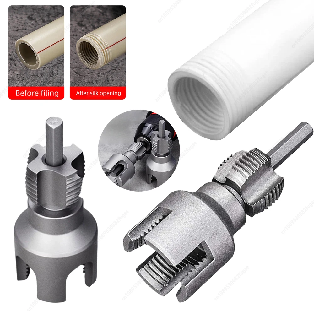 Integrar ferramentas de rosqueamento de tubulação interna e externa, molde de corte de linha de tubulação de função dupla para reparos de rosca de tubos de 1/2 ''3/4''